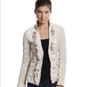 White House Black Market Ruffle Velvet Jacket